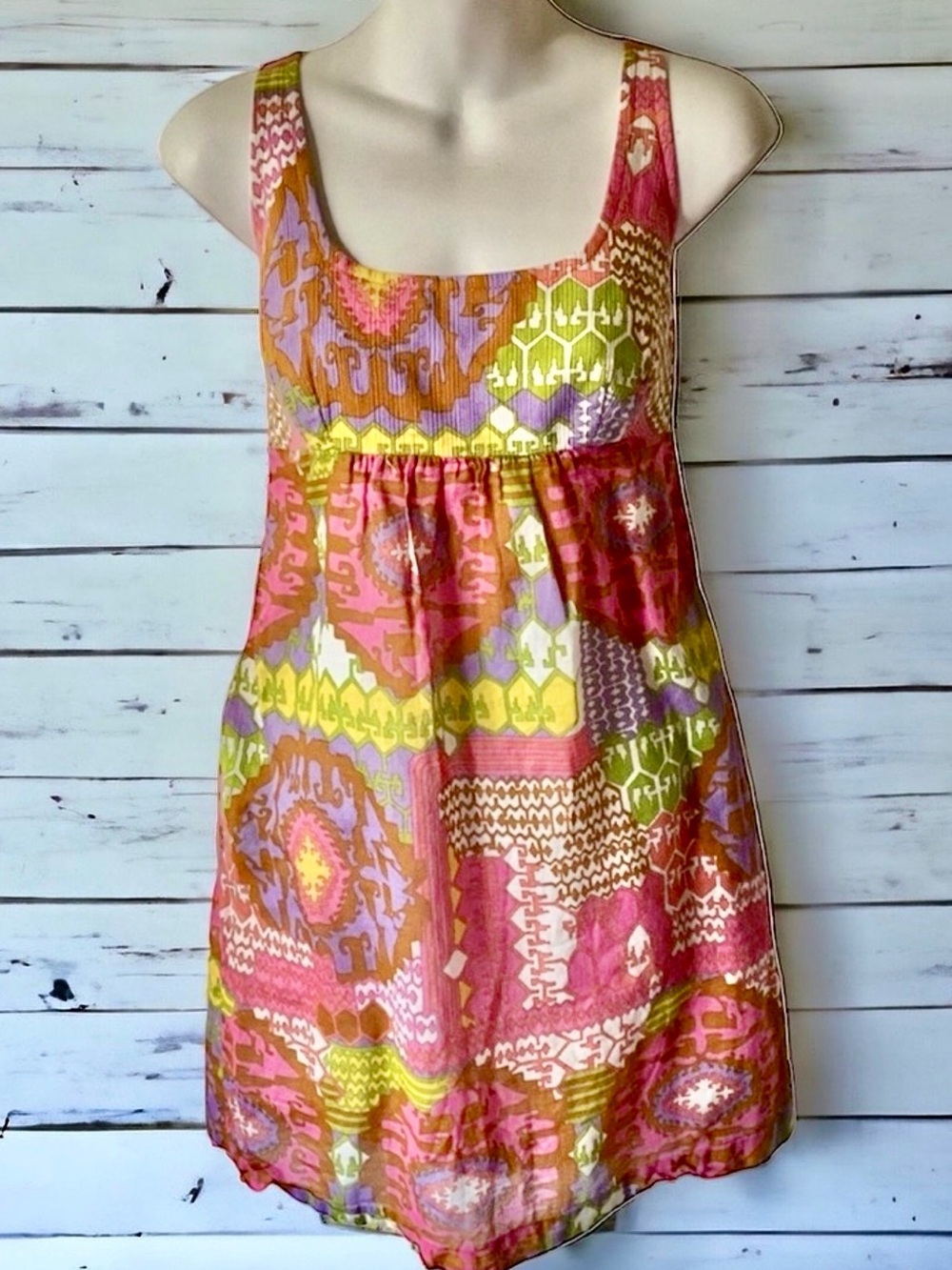 Trina Turk Maximalist Y2K vintage neon print mini sheath designer dress 8
